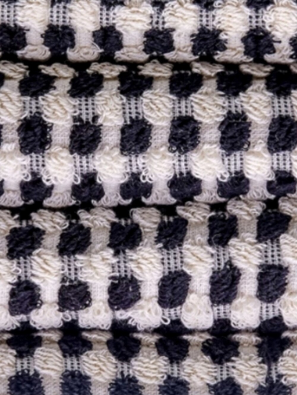 Turkish Cotton Spa Hair Peshtemal Hand Towel Black Ivory Pom Pom Houndstooth - Picture 2 of 8